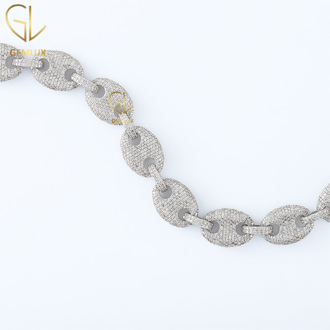 Iced Out VVS Moissanite Diamond Coffee Bean Chain 