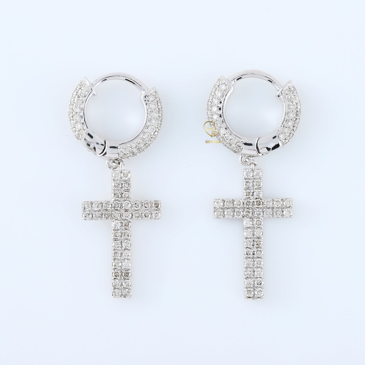 Vintage Style Moissanite Diamond Cross Hoop Earrings