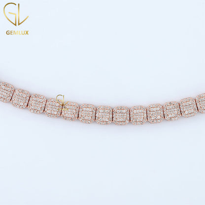 Iced Out Round Cut Moissanite Hip Hop Tennis Chain
