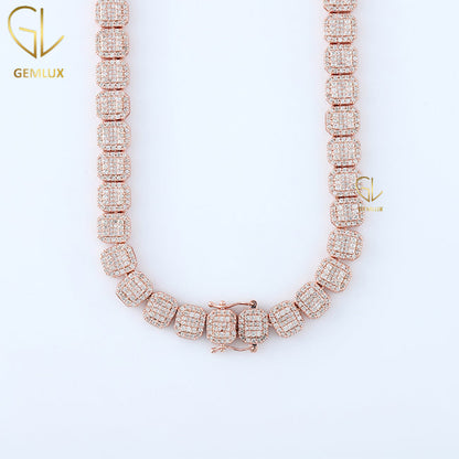 Iced Out Round Cut Moissanite Hip Hop Tennis Chain