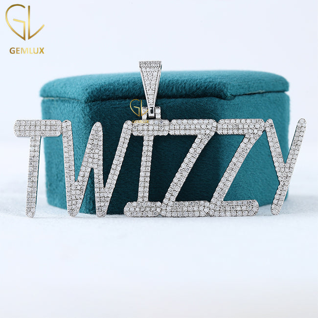 Two Row Moissanite Diamond Custom Letter Hip Hop Pendant