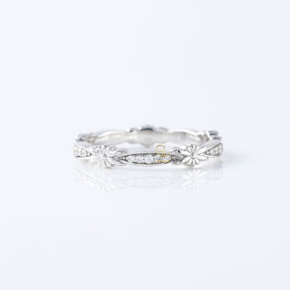 Vintage Style Art Deco Moissanite Diamond Wedding Band