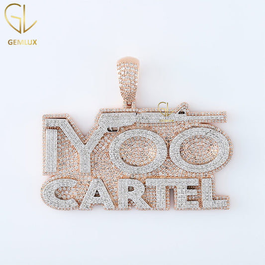 Iced Out Moissanite Letter With Gun Hiphop Pendant