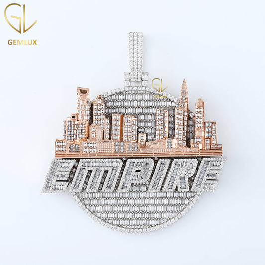 Icy Baguette Moissanite Diamond 'Empire' Letter Hiphop Pendant