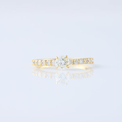 Delicate Round Cut Moissanite Solitaire With Accent Engagement Ring