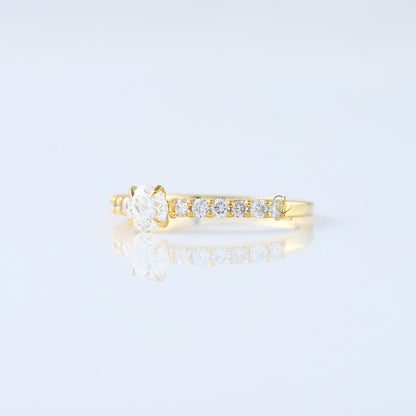 Delicate Round Cut Moissanite Solitaire With Accent Engagement Ring