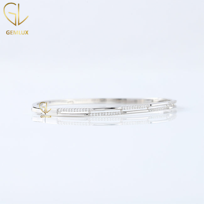 925 Silver Two Row Moissanite Diamond Bangles Bracelet For Women