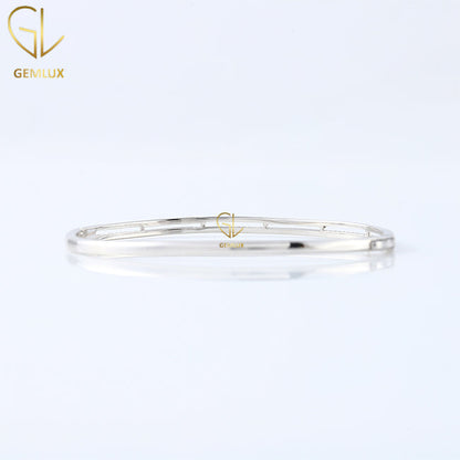 925 Silver Two Row Moissanite Diamond Bangles Bracelet For Women