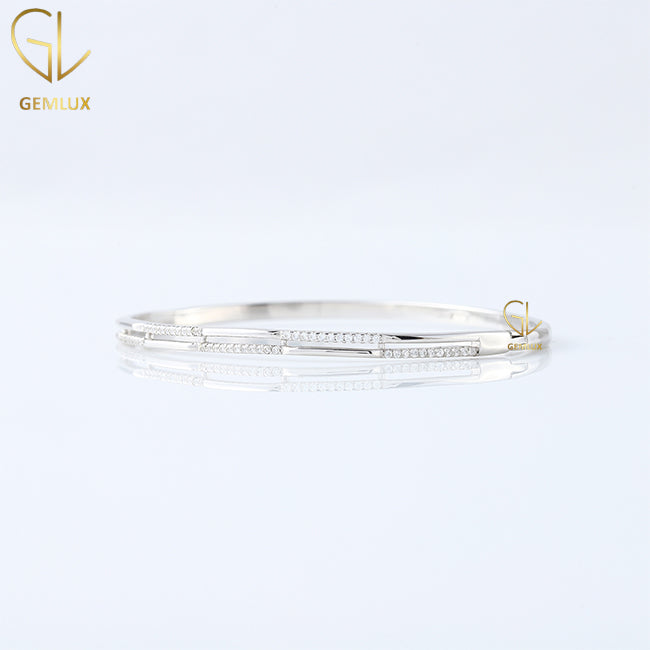 925 Silver Two Row Moissanite Diamond Bangles Bracelet For Women