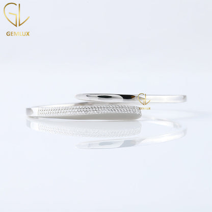 Round Cut Lab Grown Diamond Bypass Bangle Bracelet For Women
