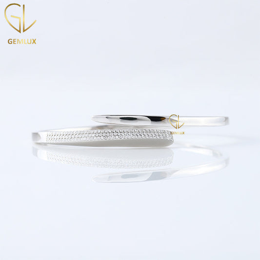 Round Cut Lab Grown Diamond Bypass Bangle Bracelet For Women