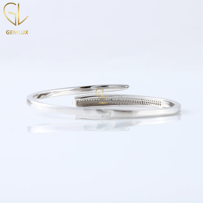 Round Cut Lab Grown Diamond Bypass Bangle Bracelet For Women