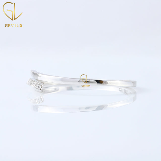 Round Cut Lab Grown Diamond Bypass Bangle Bracelet For Women