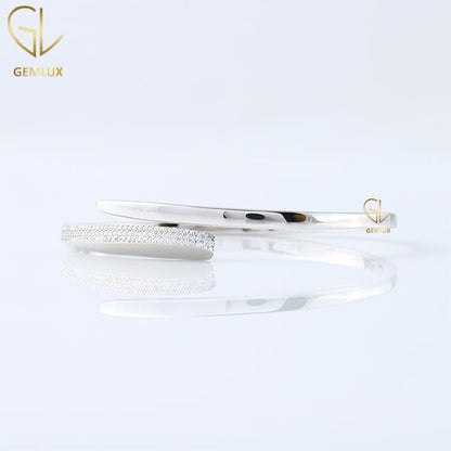 Round Cut Lab Grown Diamond Bypass Bangle Bracelet For Women