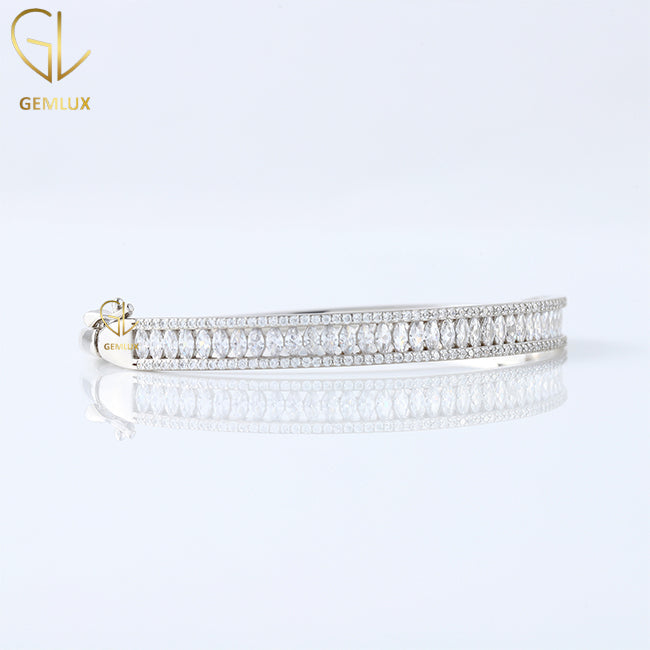 Luxury Marquise & Round Cut Lab Grown Diamond Bangle Bracelet For Women