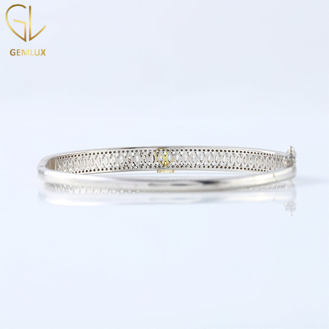 Luxury Marquise & Round Cut Lab Grown Diamond Bangle Bracelet For Women