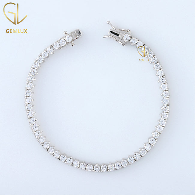 925 Silver Round Cut Moissanite Diamond Tennis Bracelet