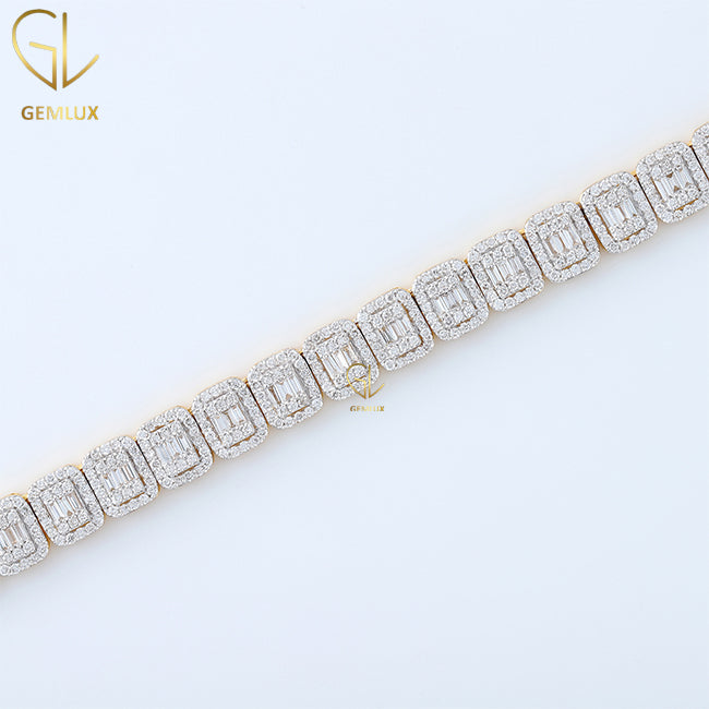 Iced Out Baguette & Round Cut Moissanite Diamond Tennis Chain