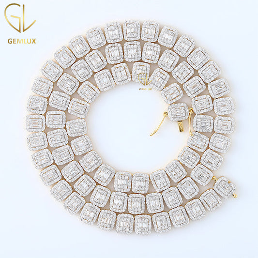 Iced Out Baguette & Round Cut Moissanite Diamond Tennis Chain