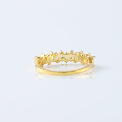 Zigzag Baguette Cut Moissanite Diamond Half Eternity Wedding Ring