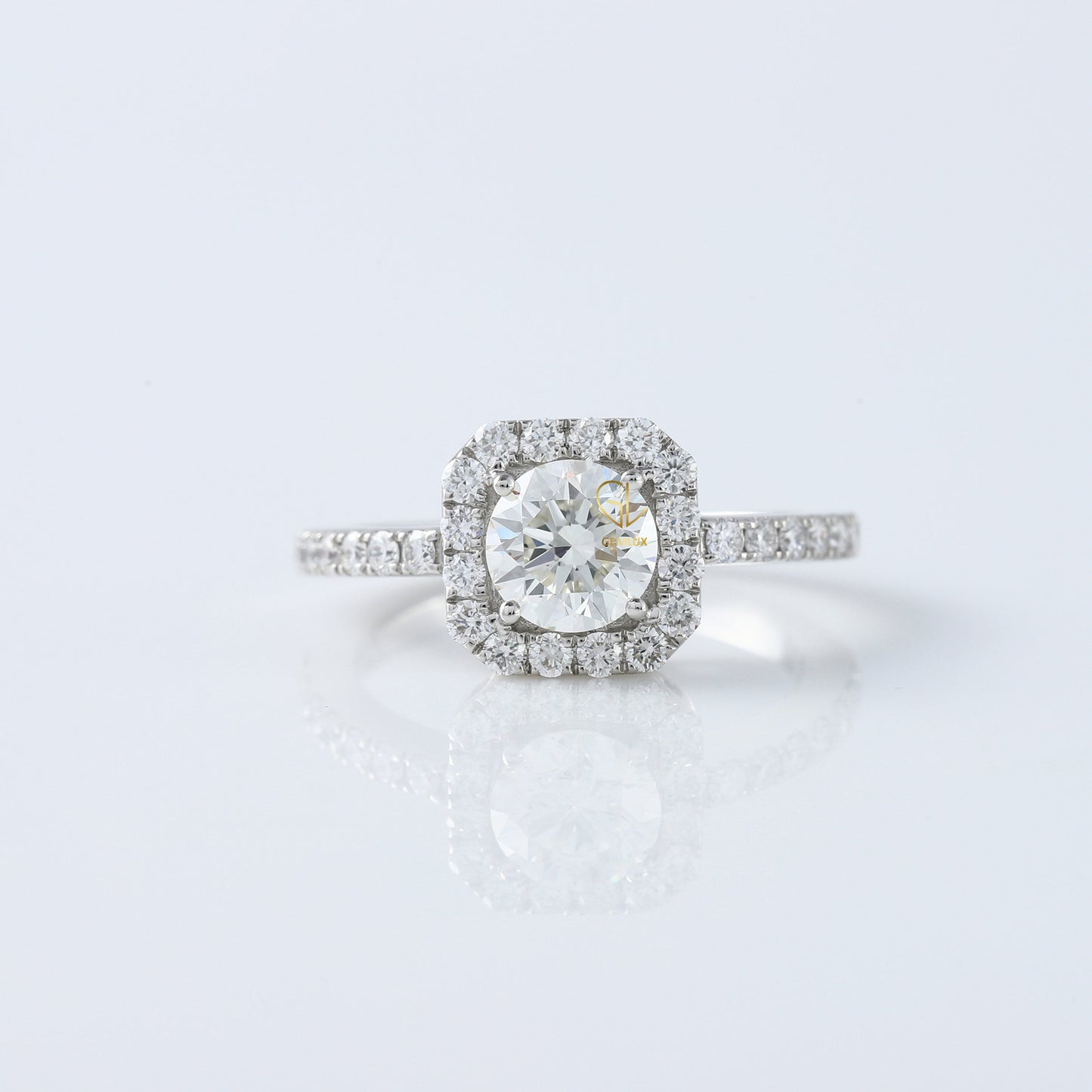 Round Cut Moissanite Diamond Halo Engagement Ring