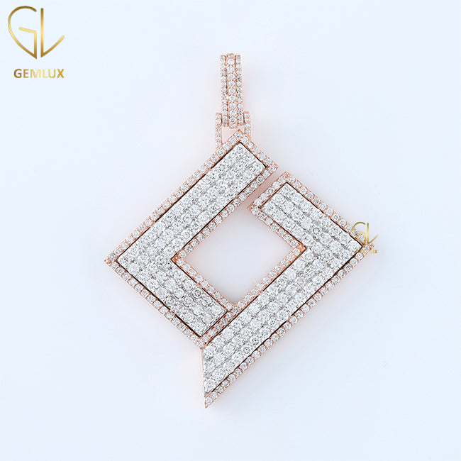 VVS Moissanite Geometric Square Charm Pendant