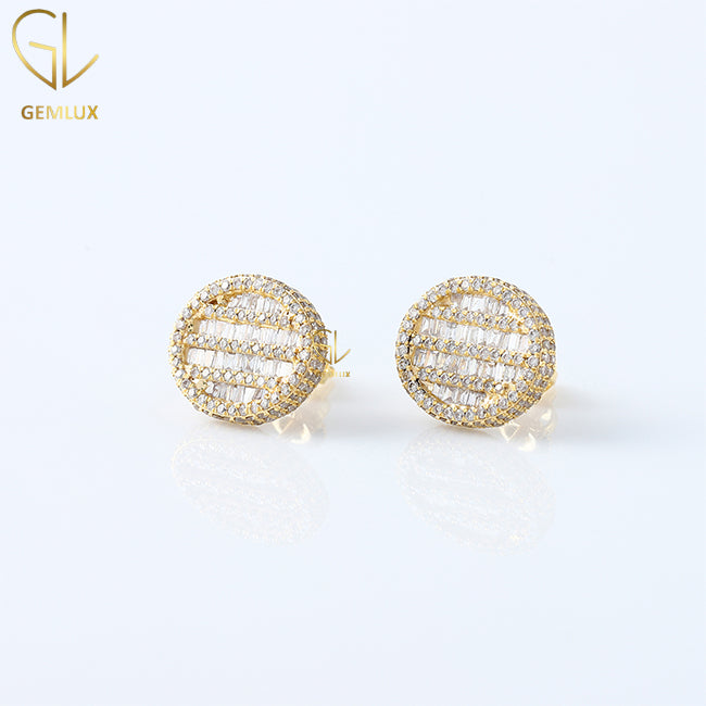 Baguette & Round VVS Moissanite Stud Earrings