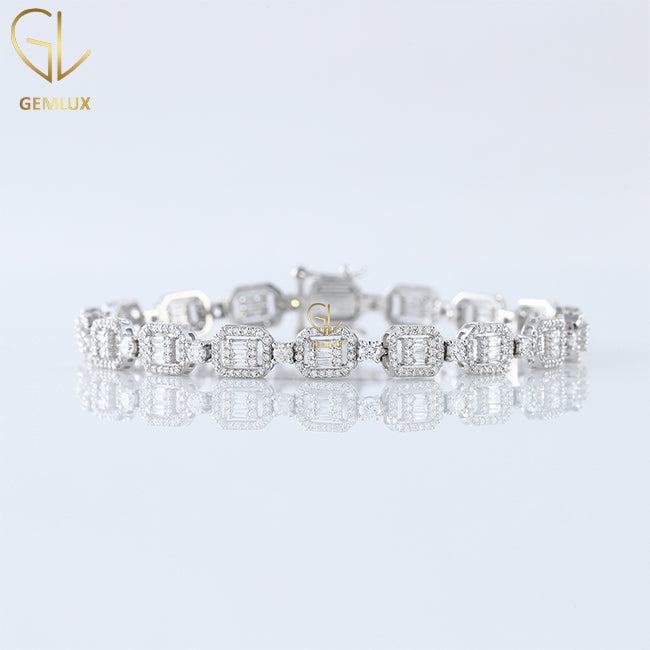 925 Silver Moissanite Diamond Vintage Bracelet