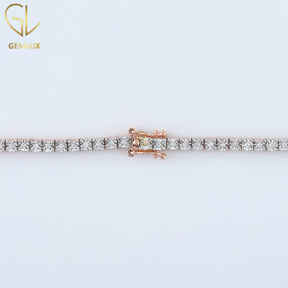 Bling Bling Round Cut Moissanite Diamond Tennis Chain