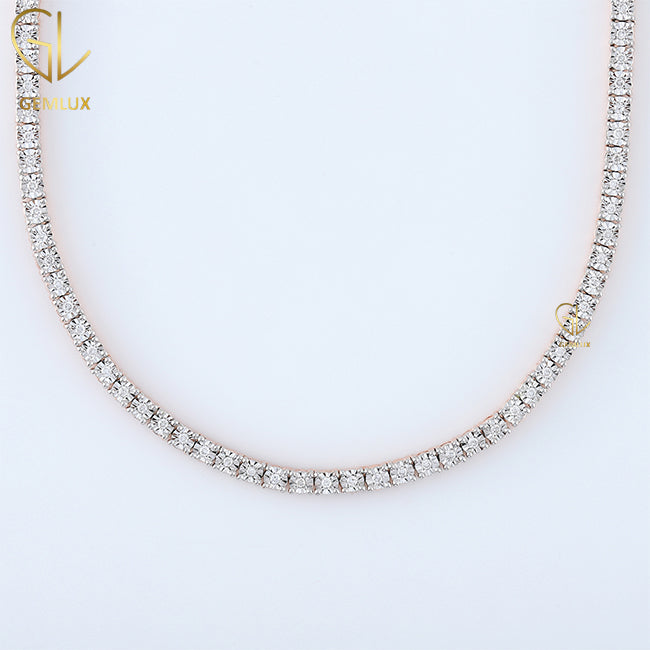 Bling Bling Round Cut Moissanite Diamond Tennis Chain