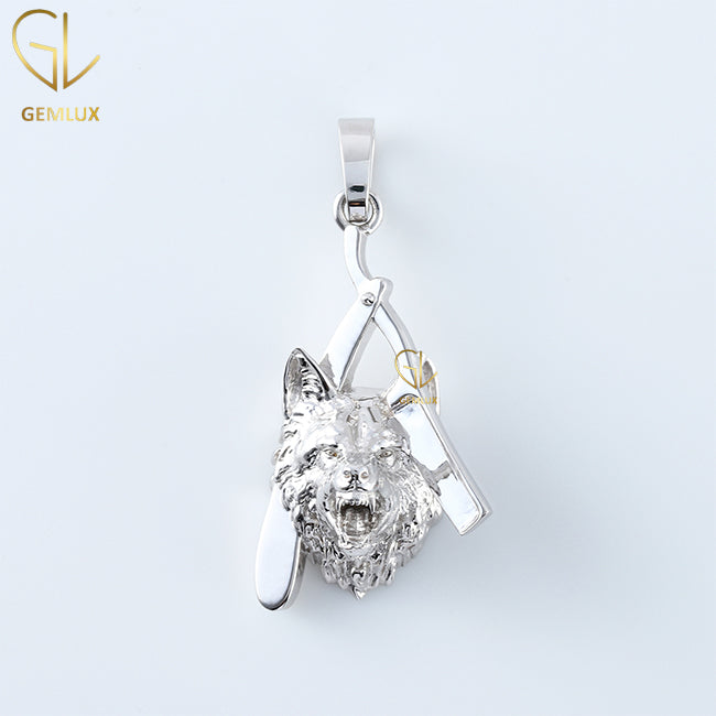 925 Silver Roaring Lion Face Hip Hop Pendant For Men