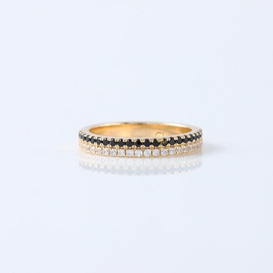 Black & White Round Moissanite Diamond Eternity Wedding Band