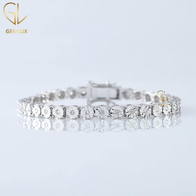 VVS Round Cut Moissanite Diamond Tennis Bracelet