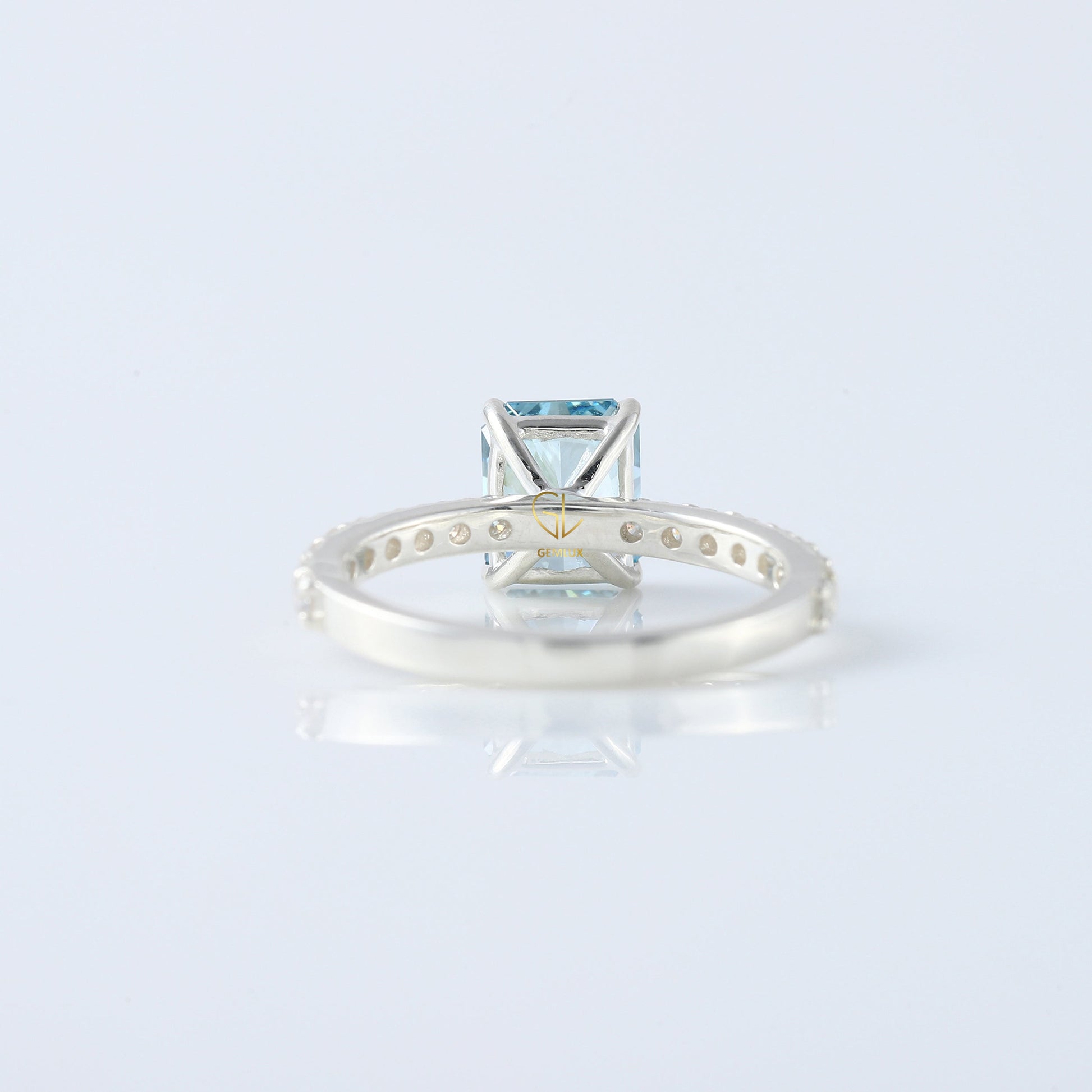 Blue Radiant Cut Lab Grown Classic Solitaire Diamond Engagement Ring