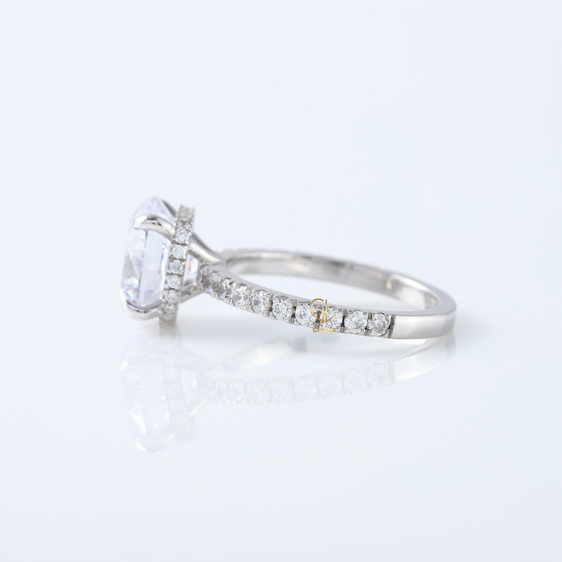 Round Cut Moissanite Diamond Solitaire With Accent Engagement Ring 