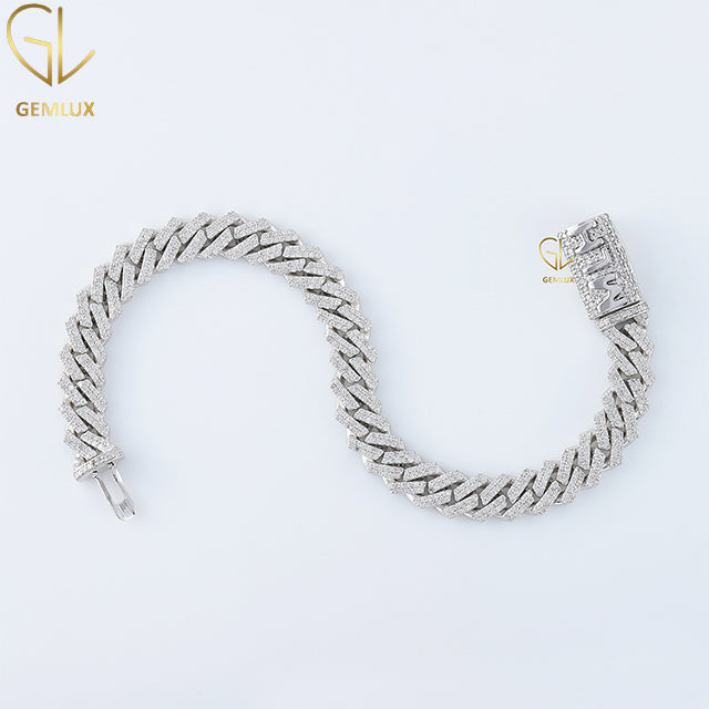 Moissanite Diamond HipHop Iced Out Cuban Link Chain Bracelet