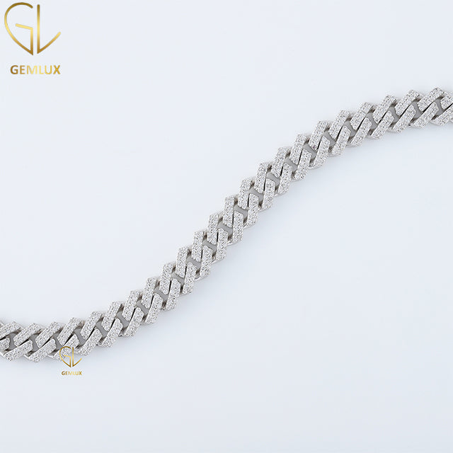 Moissanite Diamond HipHop Iced Out Cuban Link Chain Bracelet