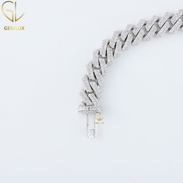 Moissanite Diamond HipHop Iced Out Cuban Link Chain Bracelet