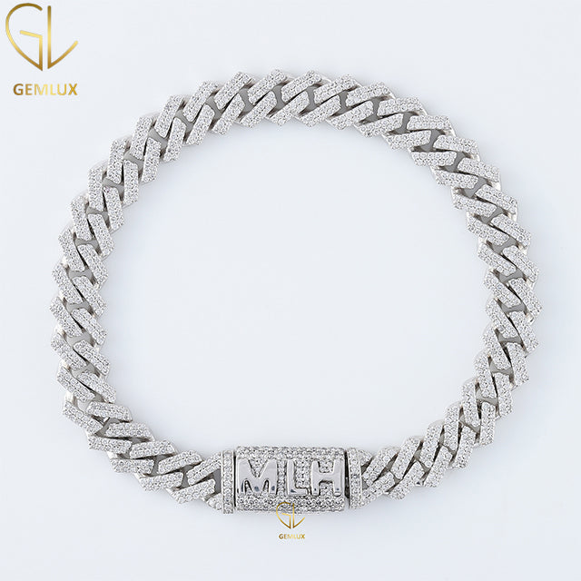 Moissanite Diamond HipHop Iced Out Cuban Link Chain Bracelet