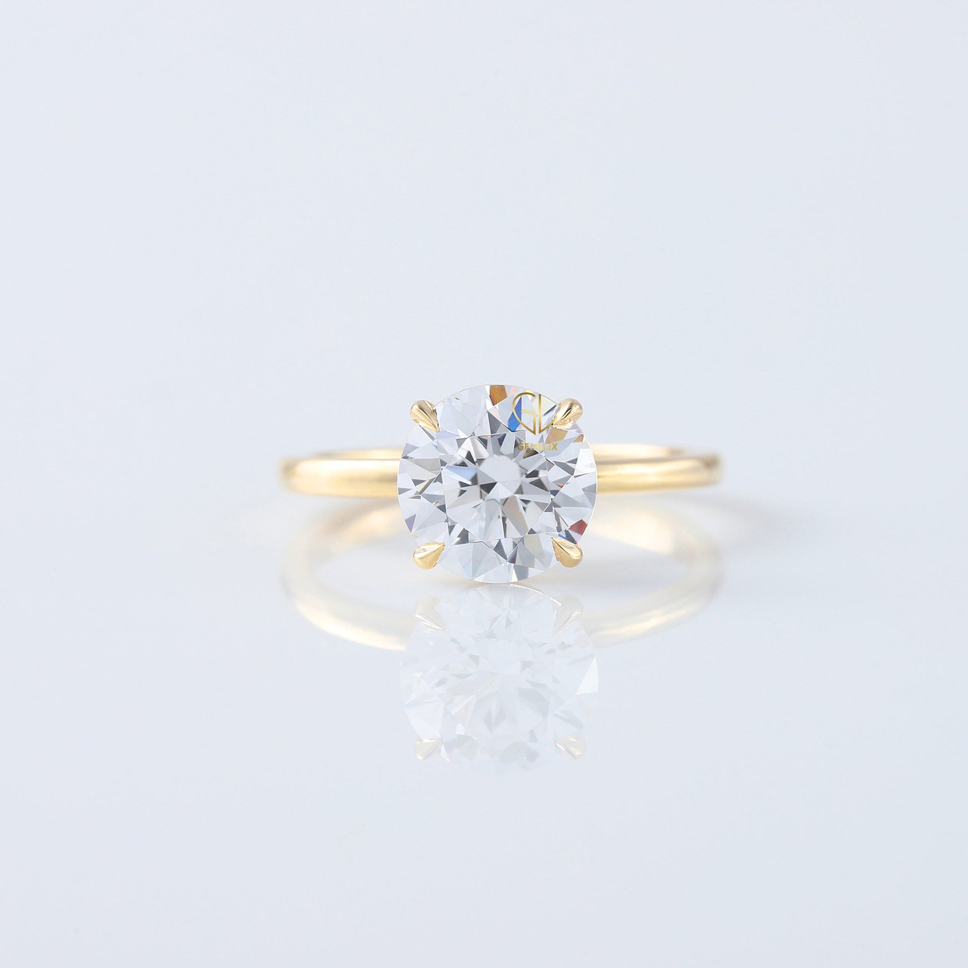 Round Cut Moissanite Diamond Solitaire Engagement Ring