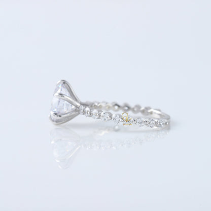 Round Cut Moissanite Diamond Floating Bubble Engagement Ring