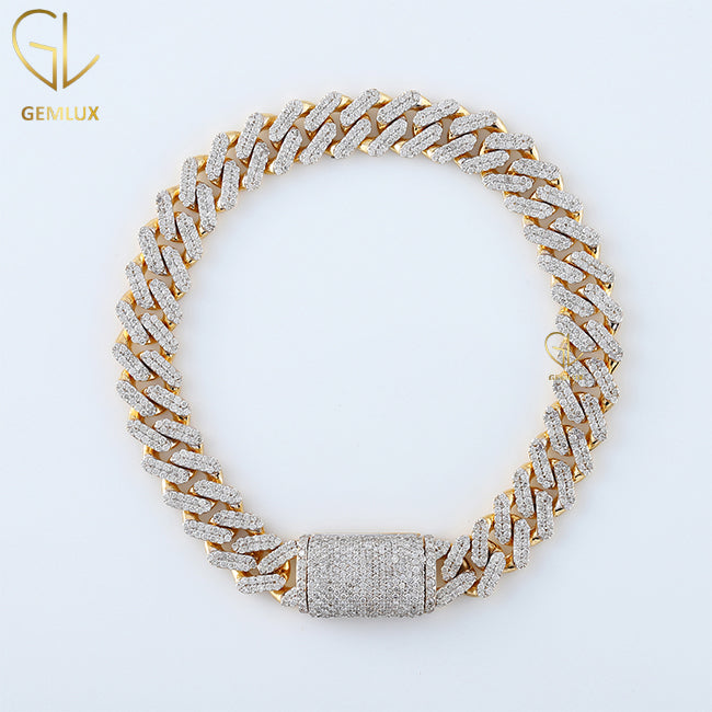 Iced Out Moissanite Diamond Cuban Link HipHop Bracelet