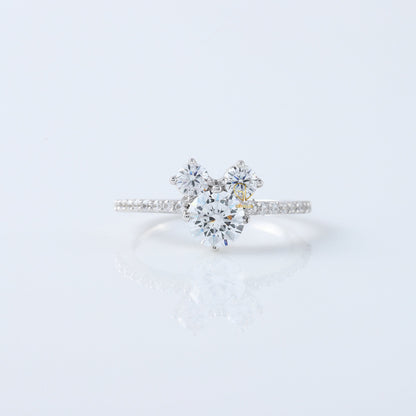 Minimalist Mouse Three Stone Mouse Ears Fairy Tale Engagement Ring