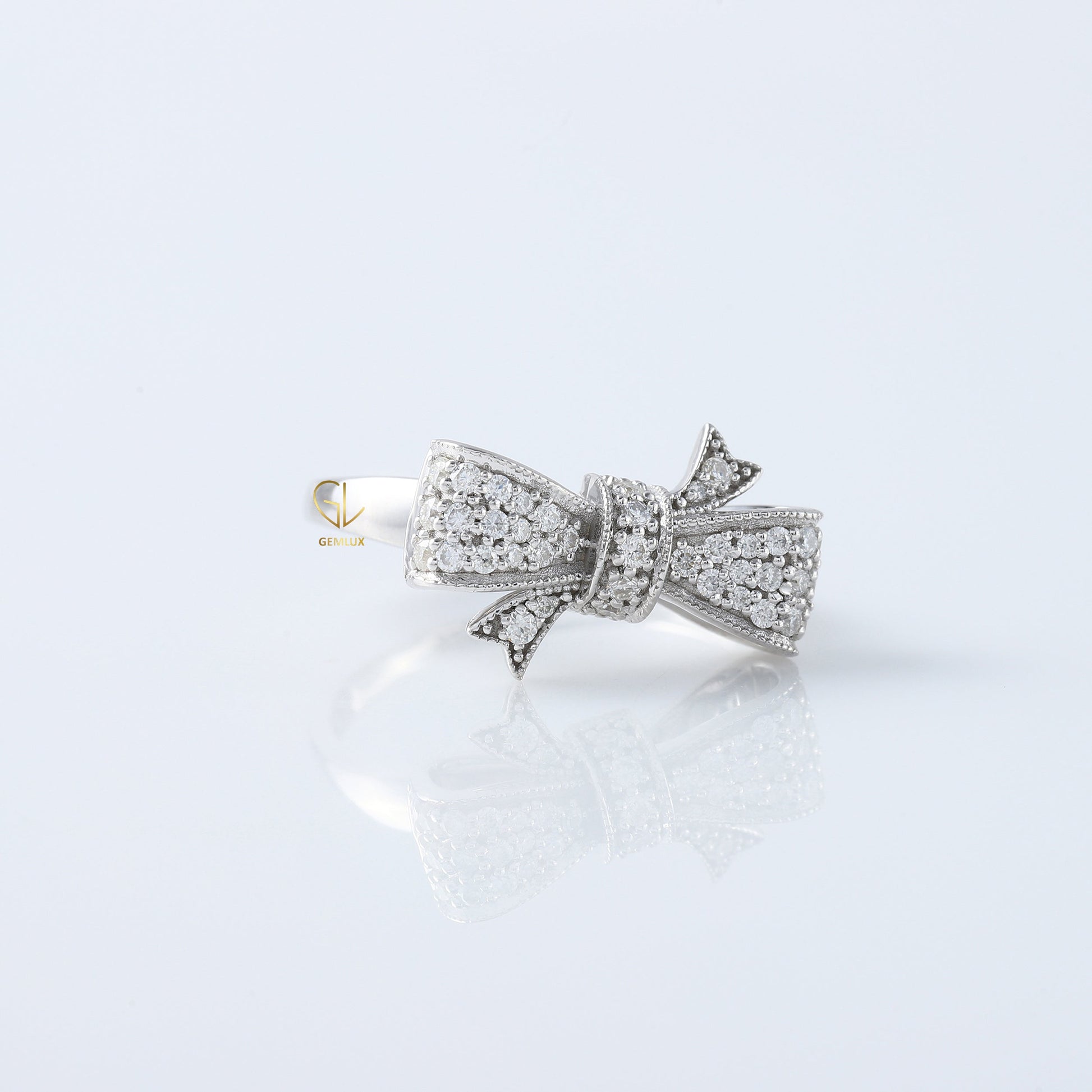 Vintage Bow Tie Moissanite Diamond Engagement Ring