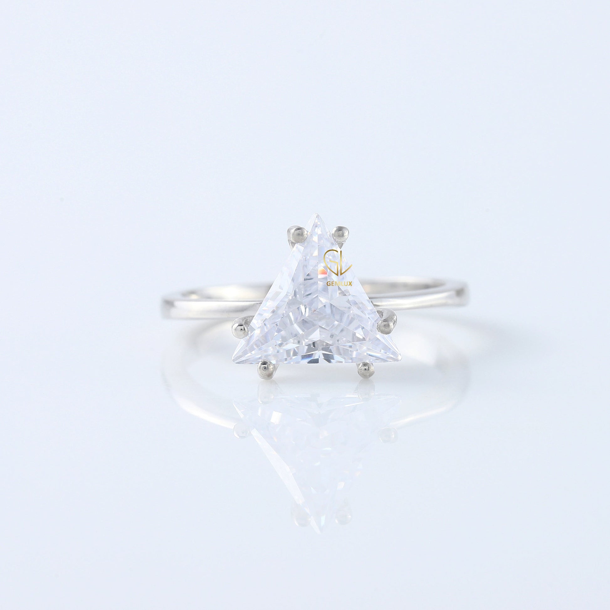 Trilliant Cut Moissanite Diamond Engagement Ring