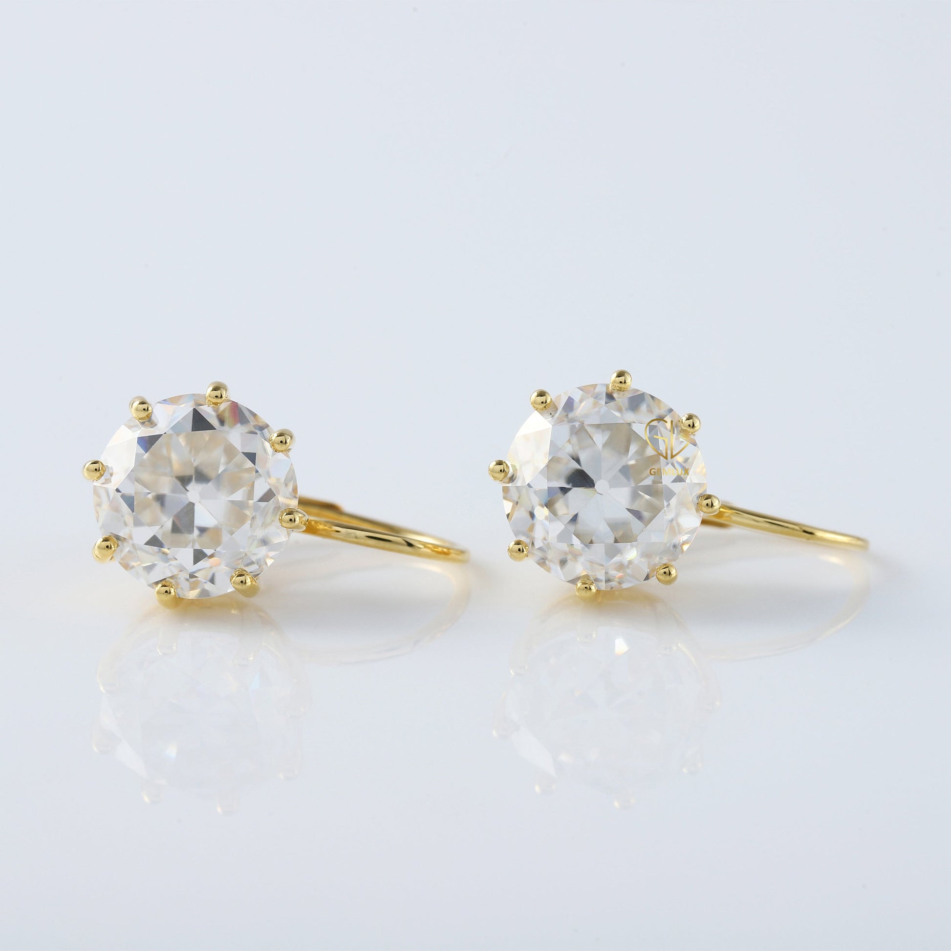 Old European Cut Round Moissanite Diamond Earrings