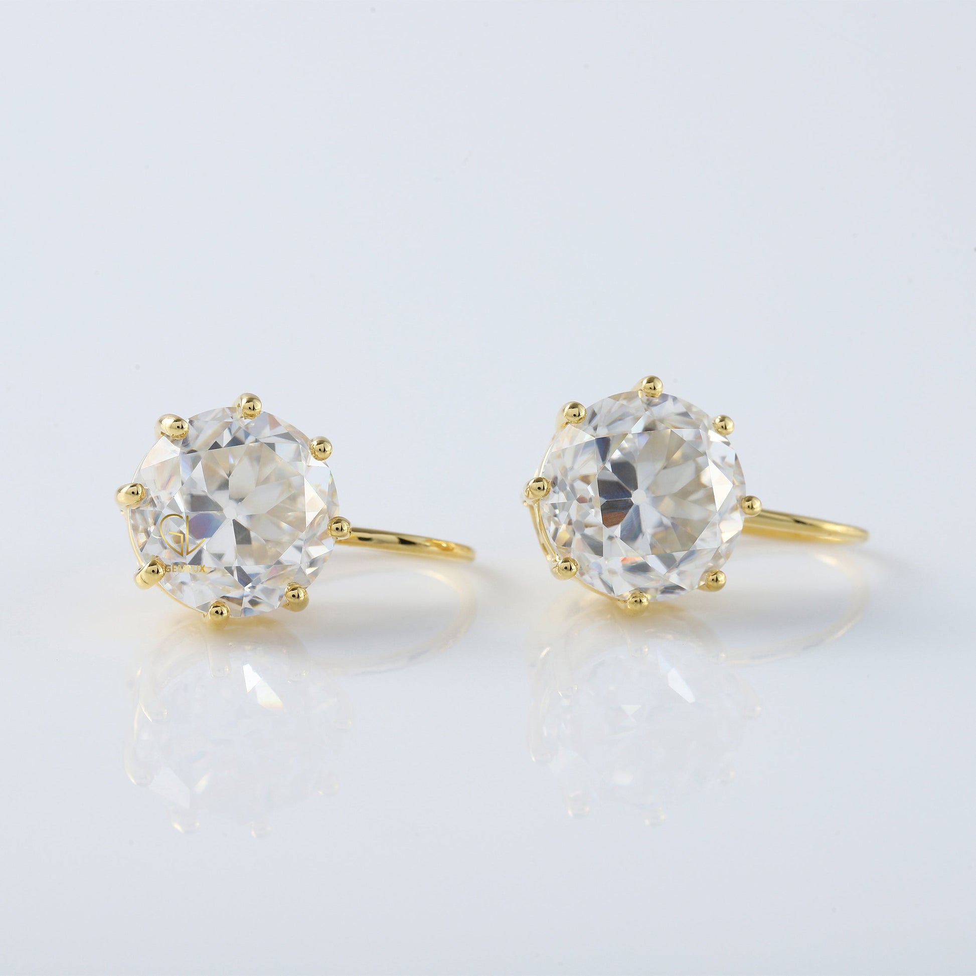 Old European Cut Round Moissanite Diamond Earrings