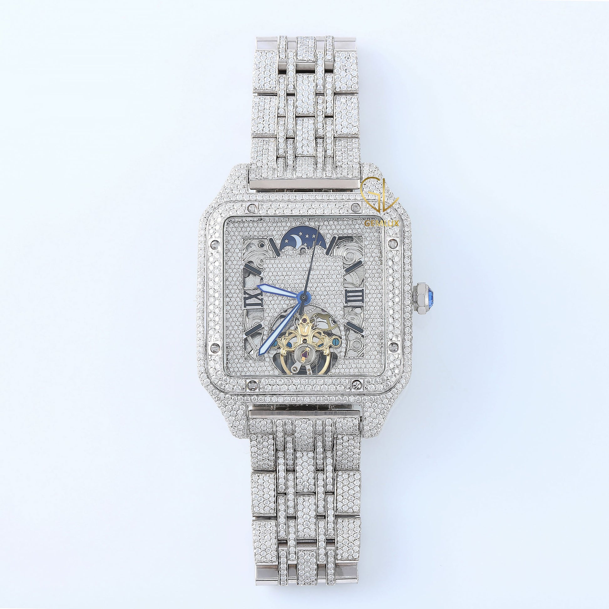 Automatic Movement VVS Moissanite Iced Out Square Dial Diamond Watch