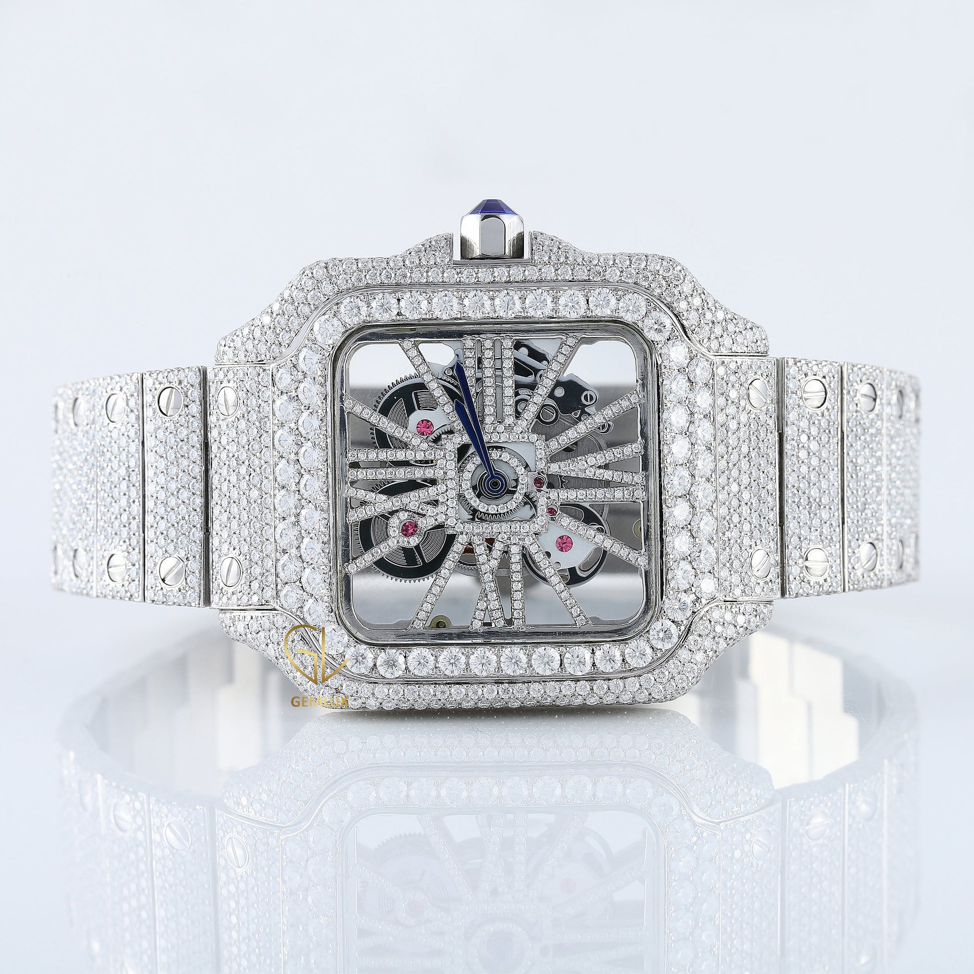 Bling Bling Square Dial VVS Moissanite Diamond Hip Hop Watch 