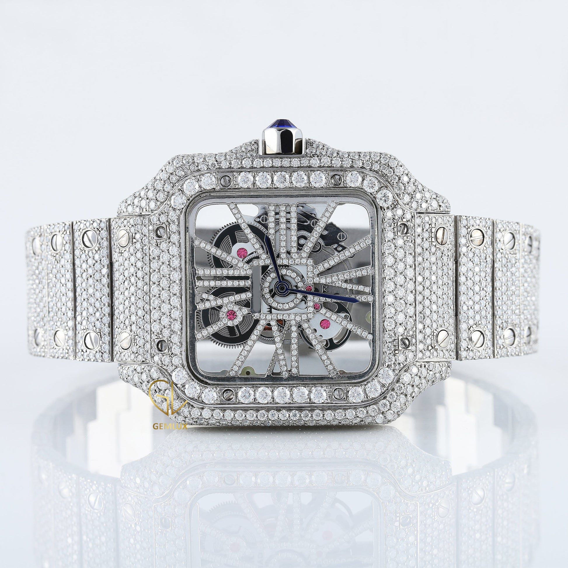 Iced Out Studded VVS Moissanite Diamond Automatic Movement Wrist Watch 